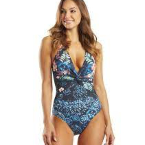 JOHNNY WAS ANNIA TWIST HALTER ONE PIECE SWIMSUIT. SIZE  XS - Picture 4 of 8